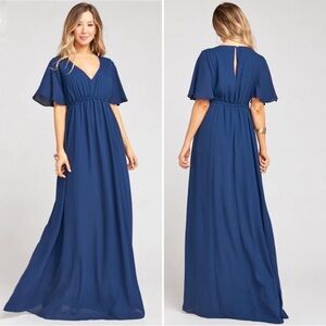 Show Me Your MuMu Emily Empire Maxi Dress Rich Navy Crisp